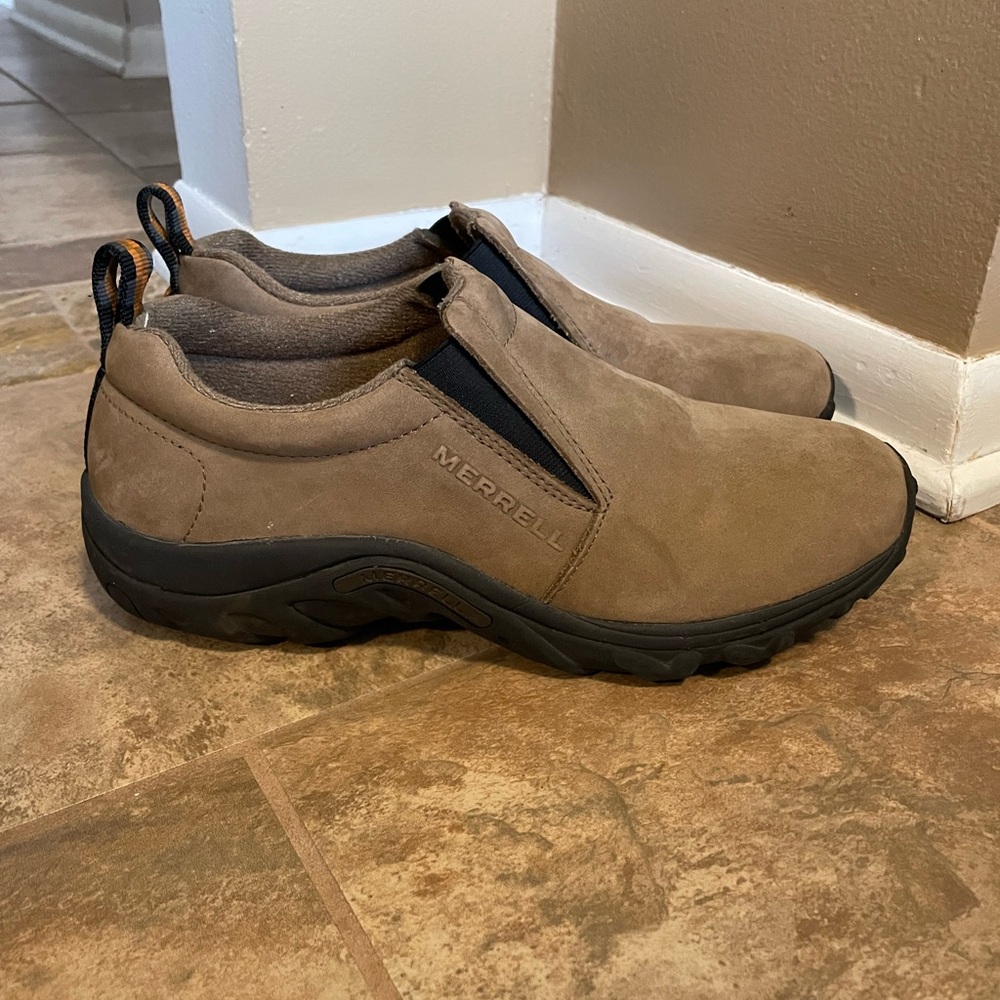 Merrell womens Tan Slip-On Shoes jungle Mocs nubuck stone 10